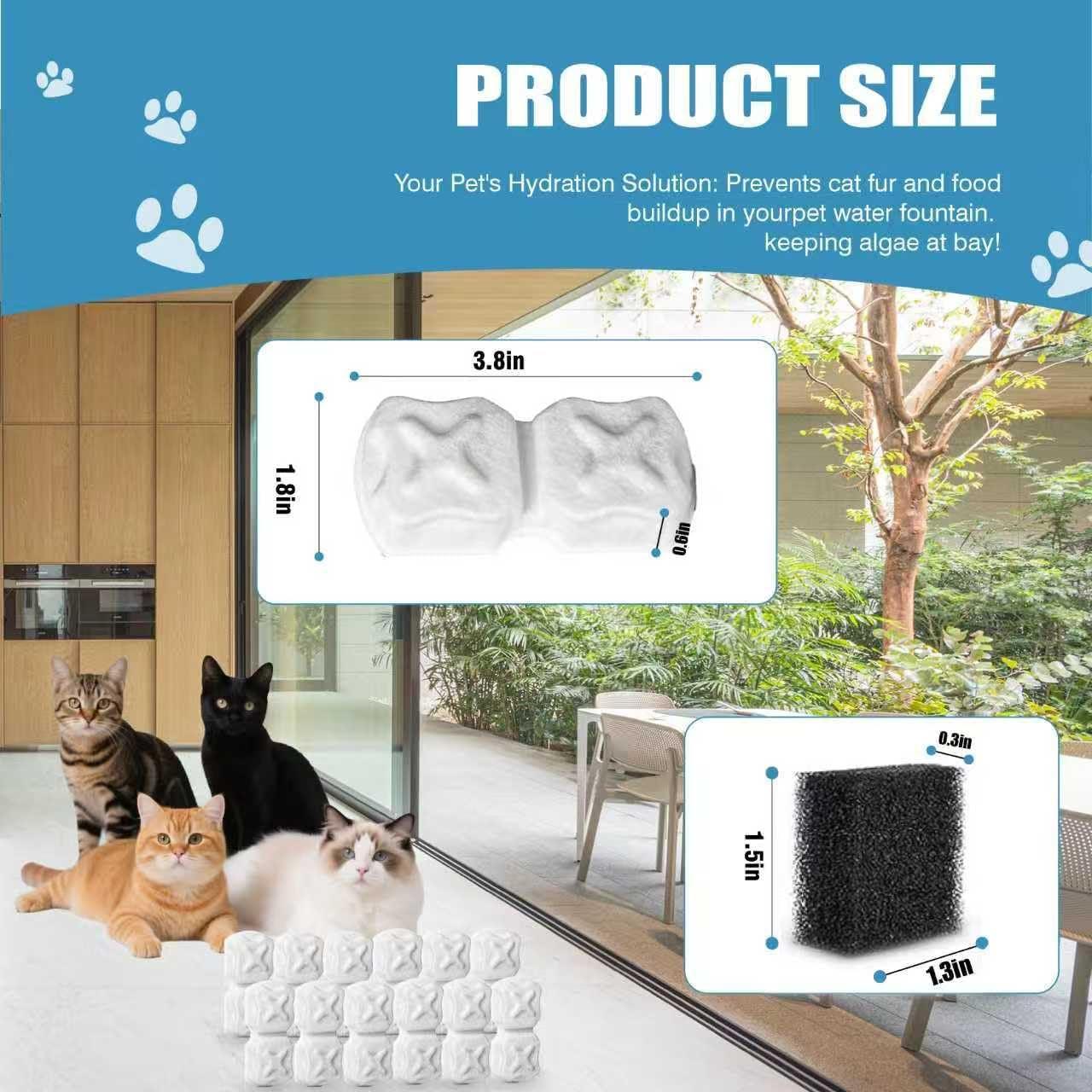 Cat Water Fountain Replacement Filters 32pc - 2.2L Stainless Steel