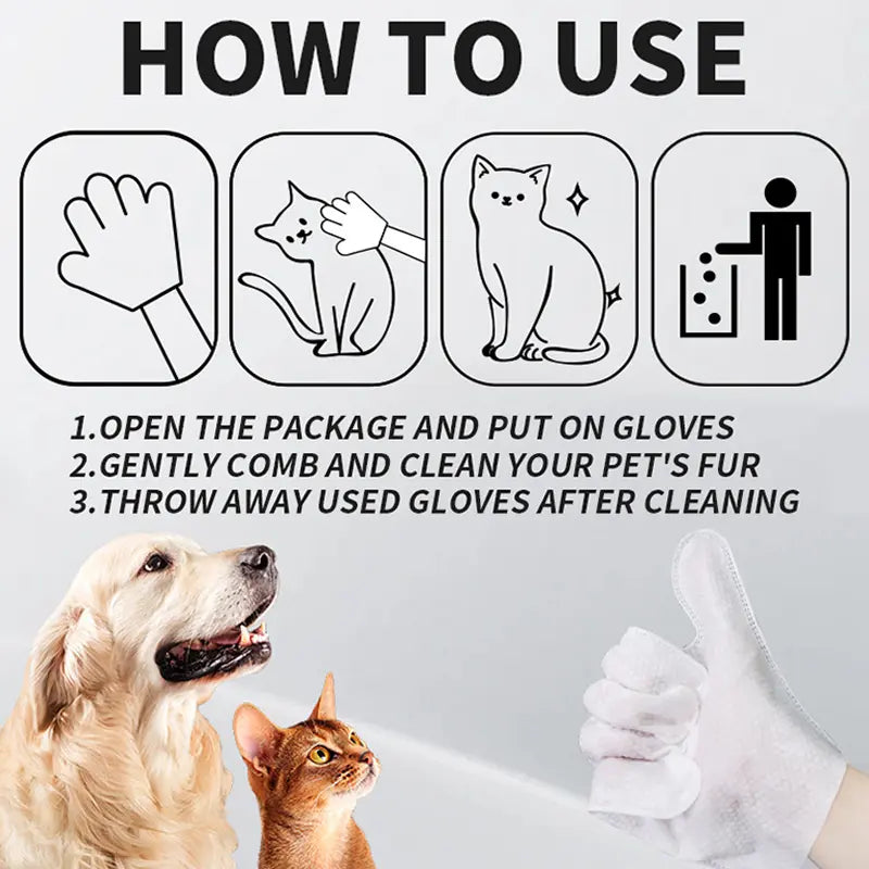 20-Pack Hypoallergenic Pet Cleaning Gloves and Deodorizing Bath Wipes with Coconut Oil for Dog Grooming