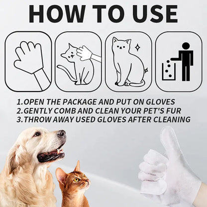 20-Pack Hypoallergenic Pet Cleaning Gloves and Deodorizing Bath Wipes with Coconut Oil for Dog Grooming