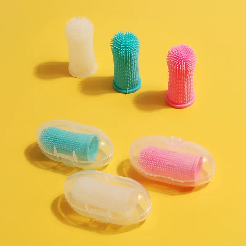 Super Soft Silicone Finger Toothbrush for Dogs and Cats - Nontoxic Teeth Cleaning and Breath Care Solution
