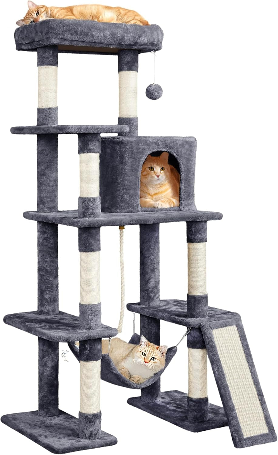Yaheetech 54-Inch Multi-Level Cat Tree Tower with Hammock, Scratching Posts, and Condo for Indoor Cats