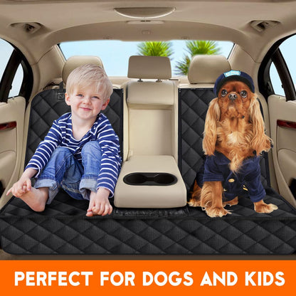 Premium Waterproof Dog Car Seat Cover - Durable Rear Seat Protector for Most Cars, SUVs, and Trucks (53" Width) - Black