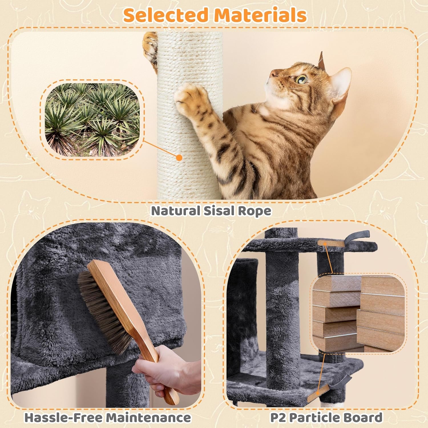 Yaheetech 54-Inch Multi-Level Cat Tree Tower with Hammock, Scratching Posts, and Condo for Indoor Cats