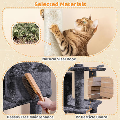 Yaheetech 54-Inch Multi-Level Cat Tree Tower with Hammock, Scratching Posts, and Condo for Indoor Cats