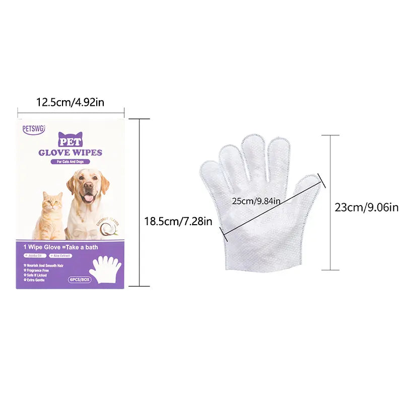 20-Pack Hypoallergenic Pet Cleaning Gloves and Deodorizing Bath Wipes with Coconut Oil for Dog Grooming