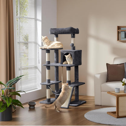 Yaheetech 54-Inch Multi-Level Cat Tree Tower with Hammock, Scratching Posts, and Condo for Indoor Cats