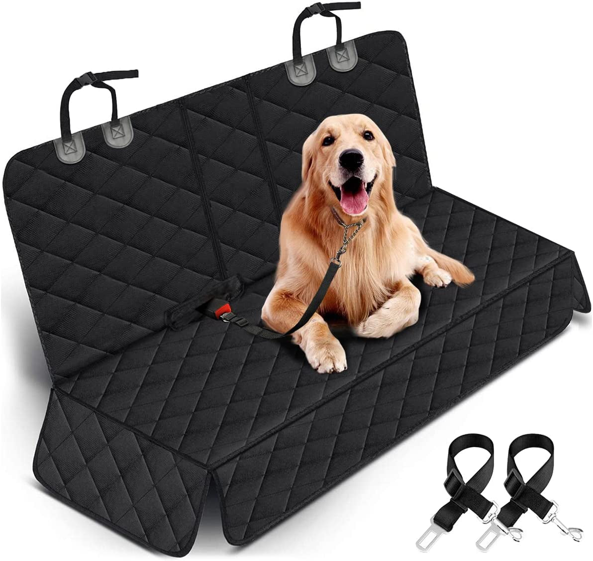 Premium Waterproof Dog Car Seat Cover - Durable Rear Seat Protector for Most Cars, SUVs, and Trucks (53" Width) - Black