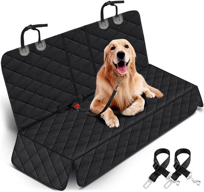Premium Waterproof Dog Car Seat Cover - Durable Rear Seat Protector for Most Cars, SUVs, and Trucks (53" Width) - Black
