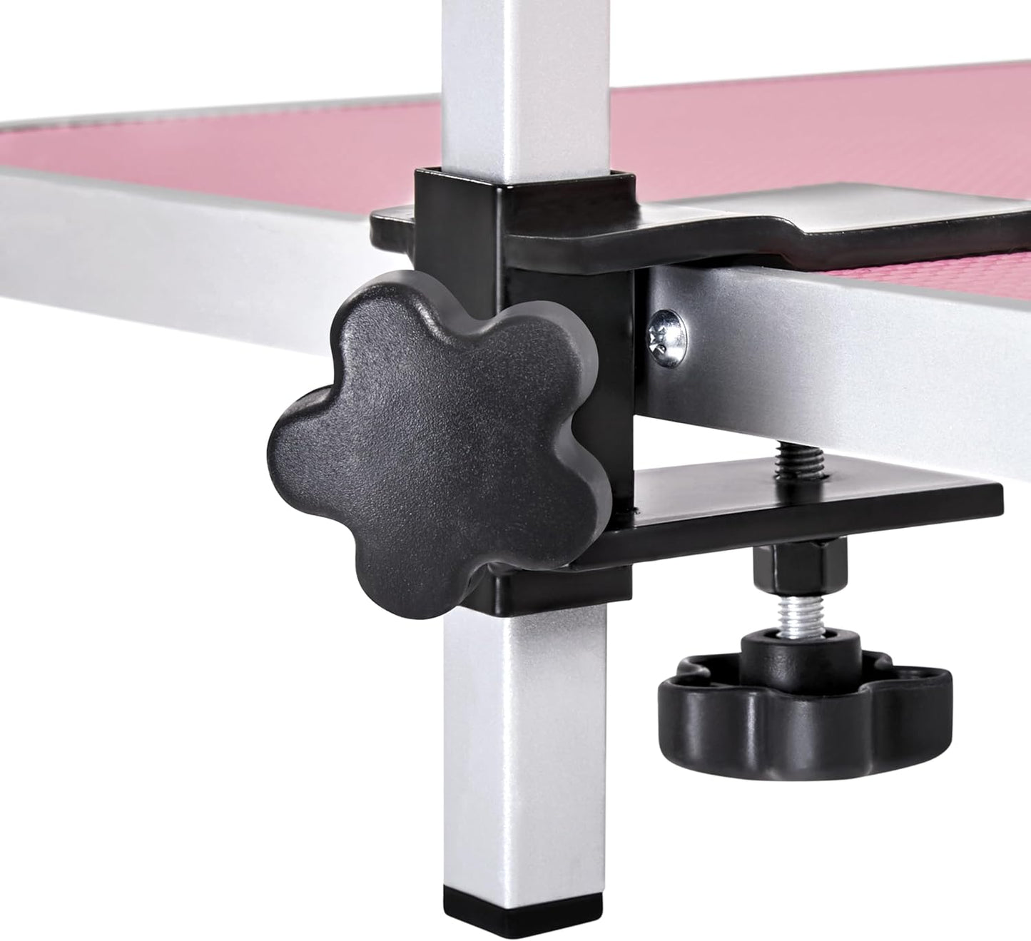 Yaheetech 46-Inch Adjustable Height Pet Grooming Table for Large Dogs - Portable Trimming and Drying Table with Arm, Noose, and Mesh Tray, Supports Up to 265 lbs - Pink