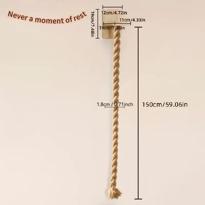 Vertical Cat Climbing Frame with Durable Natural Hemp Rope and Scratching Posts - Indoor Pet Exercise Toy with Space-Saving Design and Wall Hook Included to Encourage Activity