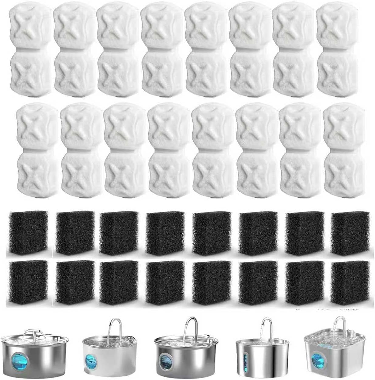Cat Water Fountain Replacement Filters 32pc - 2.2L Stainless Steel