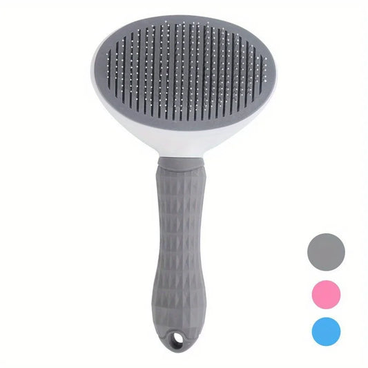 One-Click Pet Hair Removal Comb for Effortless Dog and Cat Grooming - Self-Cleaning Slicker Brush with Automatic Functionality