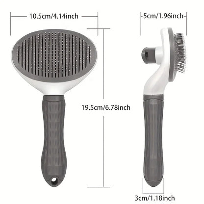 One-Click Pet Hair Removal Comb for Effortless Dog and Cat Grooming - Self-Cleaning Slicker Brush with Automatic Functionality