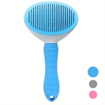 One-Click Pet Hair Removal Comb for Effortless Dog and Cat Grooming - Self-Cleaning Slicker Brush with Automatic Functionality