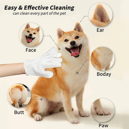20-Pack Hypoallergenic Pet Cleaning Gloves and Deodorizing Bath Wipes with Coconut Oil for Dog Grooming