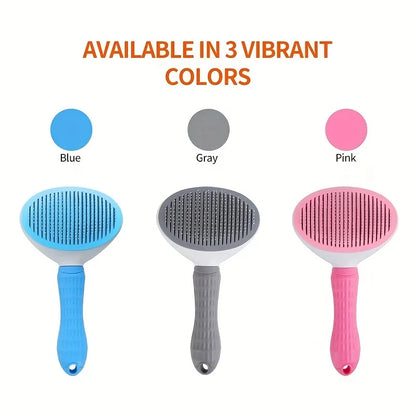 One-Click Pet Hair Removal Comb for Effortless Dog and Cat Grooming - Self-Cleaning Slicker Brush with Automatic Functionality