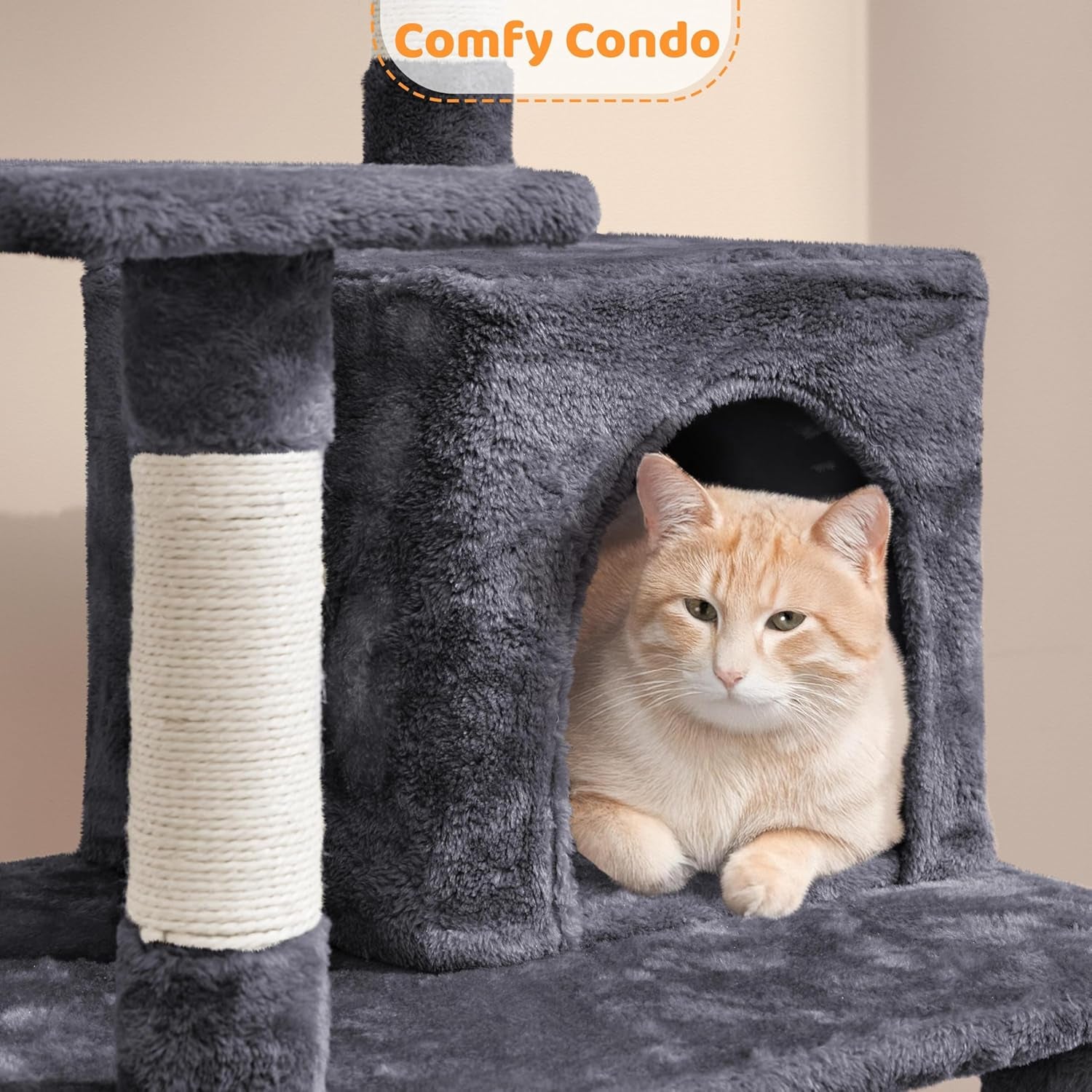 Yaheetech 54-Inch Multi-Level Cat Tree Tower with Hammock, Scratching Posts, and Condo for Indoor Cats
